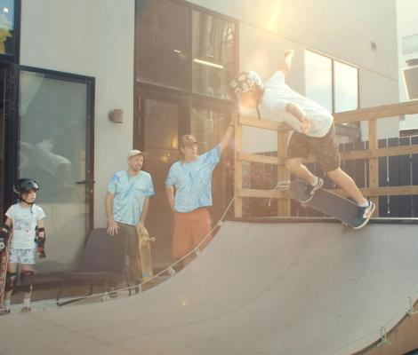 skateboarders on a ramp