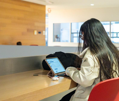 Student at a laptop