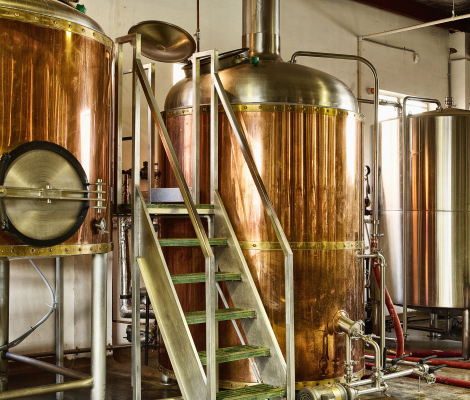 metal tanks in a brewery
