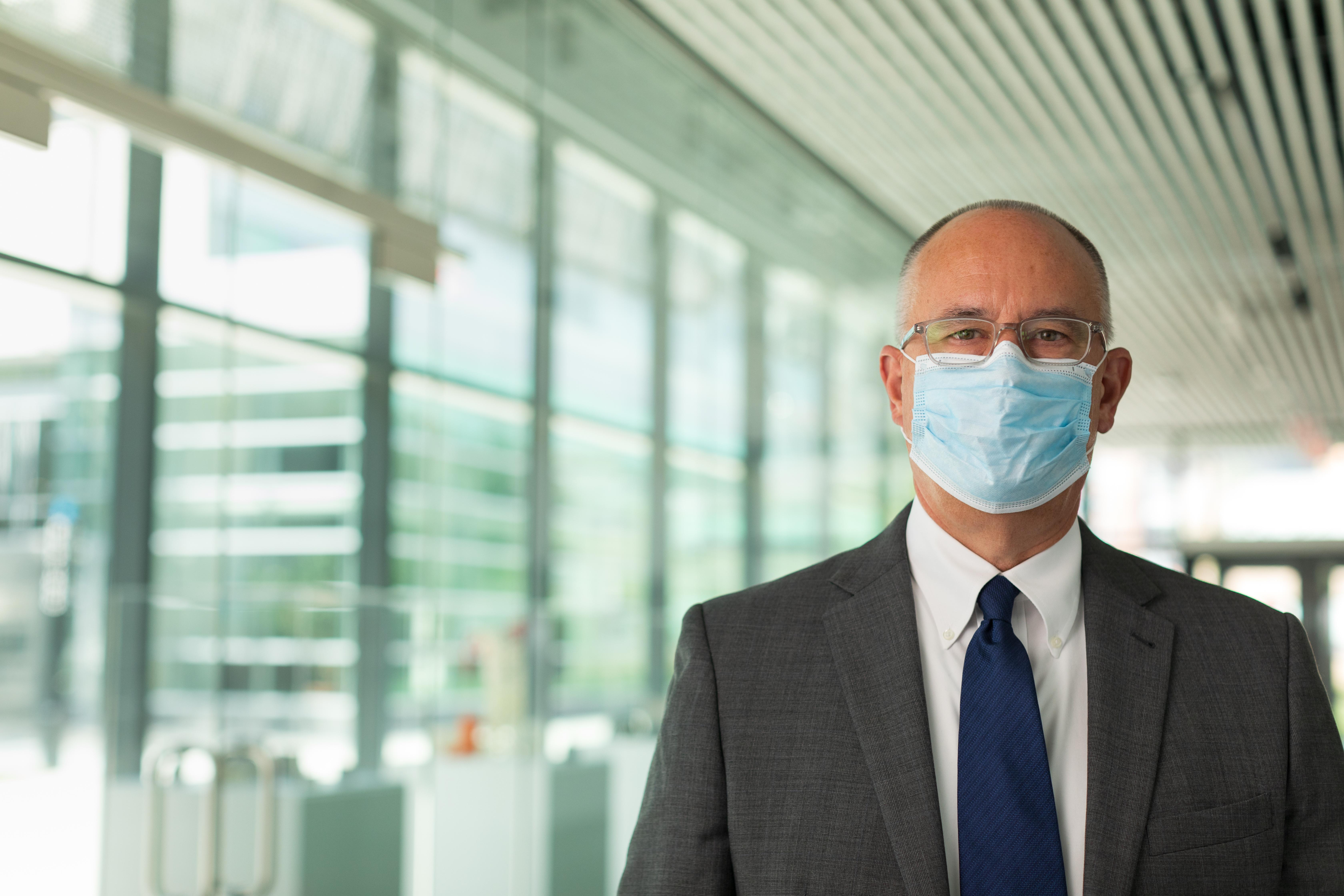 man wearing a surgical mask