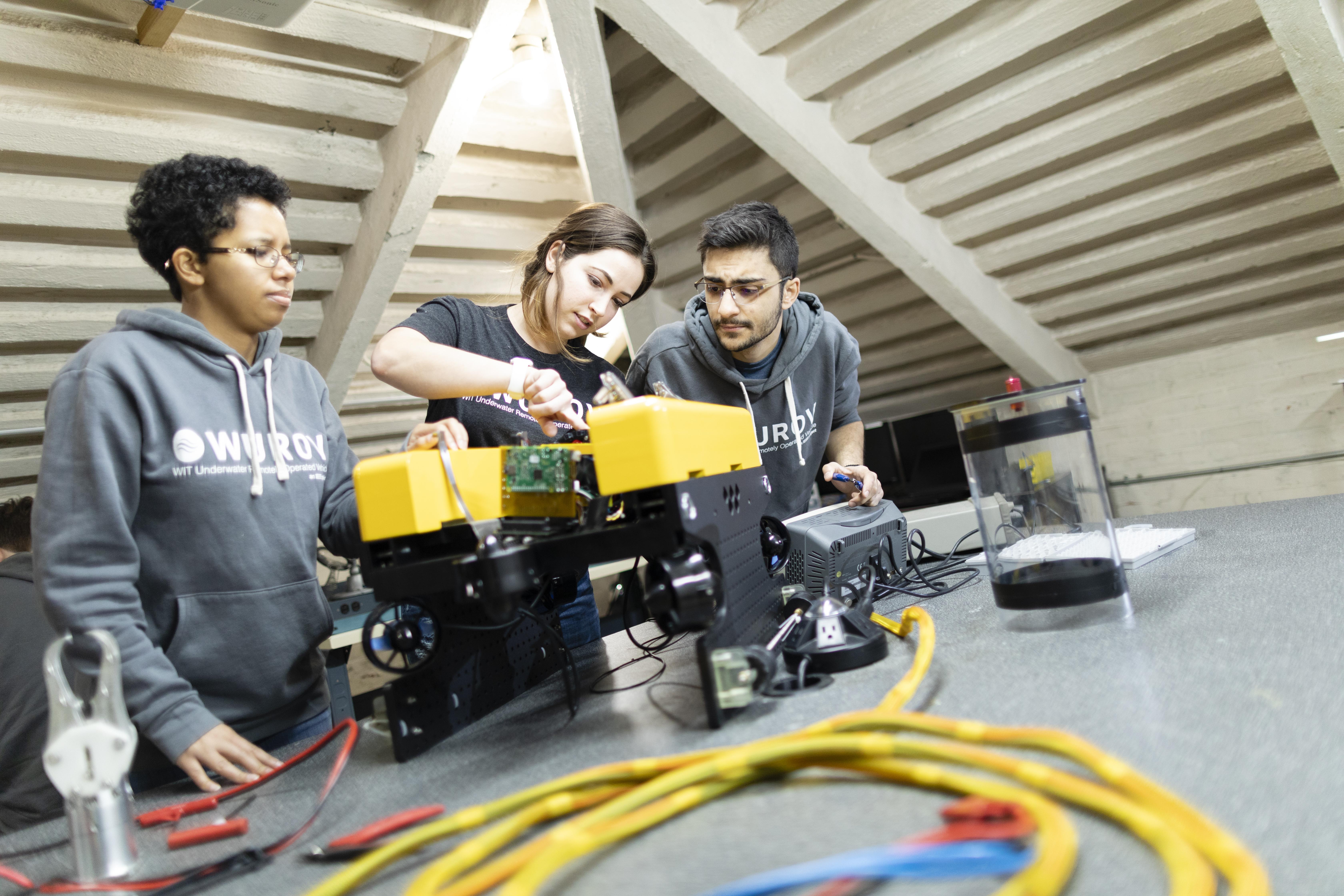 Wentworth engineering students working on a project