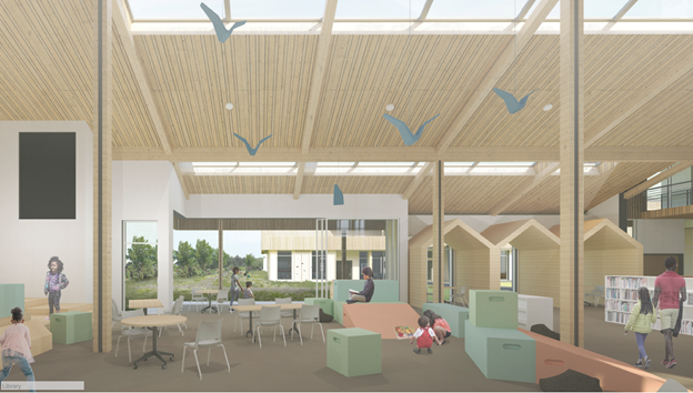 rendering of a new library interior