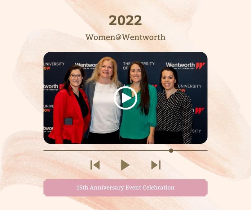 graphic showing four women and a video play button overlay