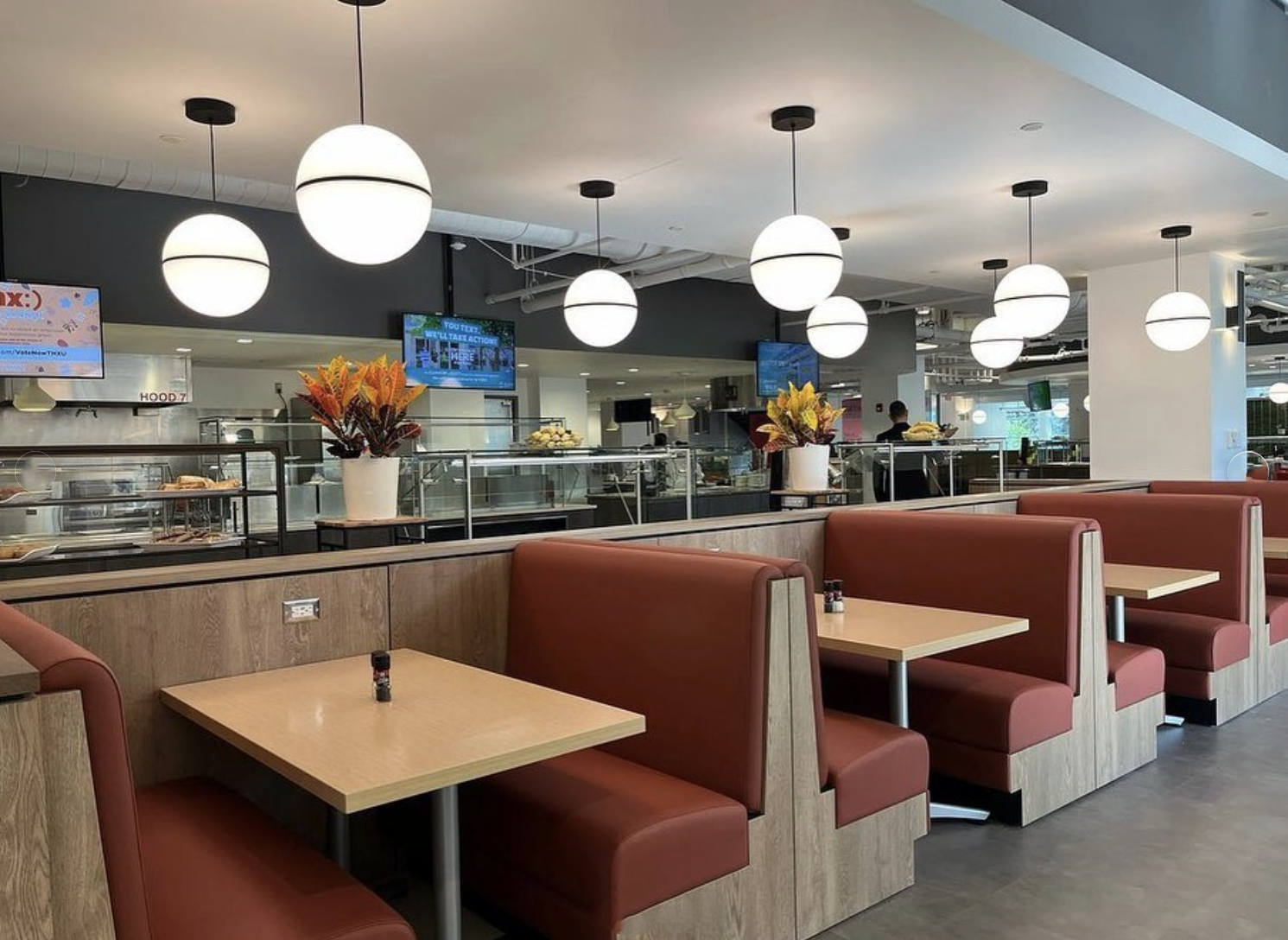 booth seating in a dining hall