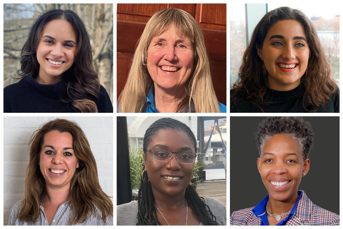 Noelle Benavides '19, Susan Hardt '74, Shy-lee Ezroni '16, Casey Galante '13, Amanda Forde '04, Desiree Patrice '98