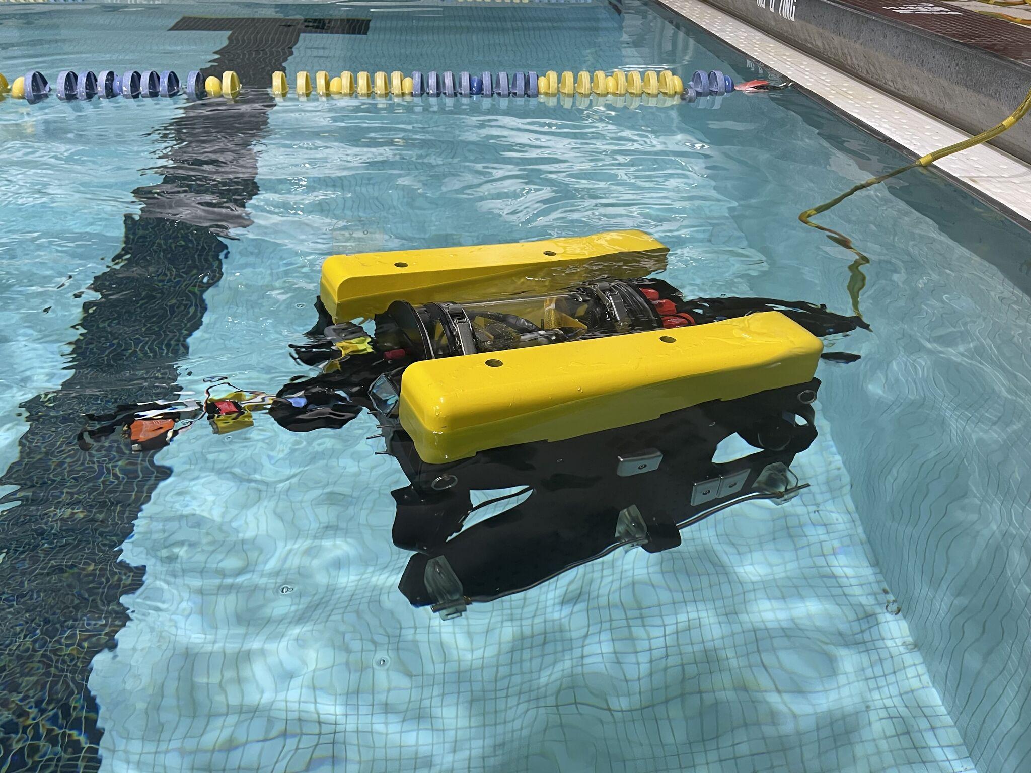 robot in a pool