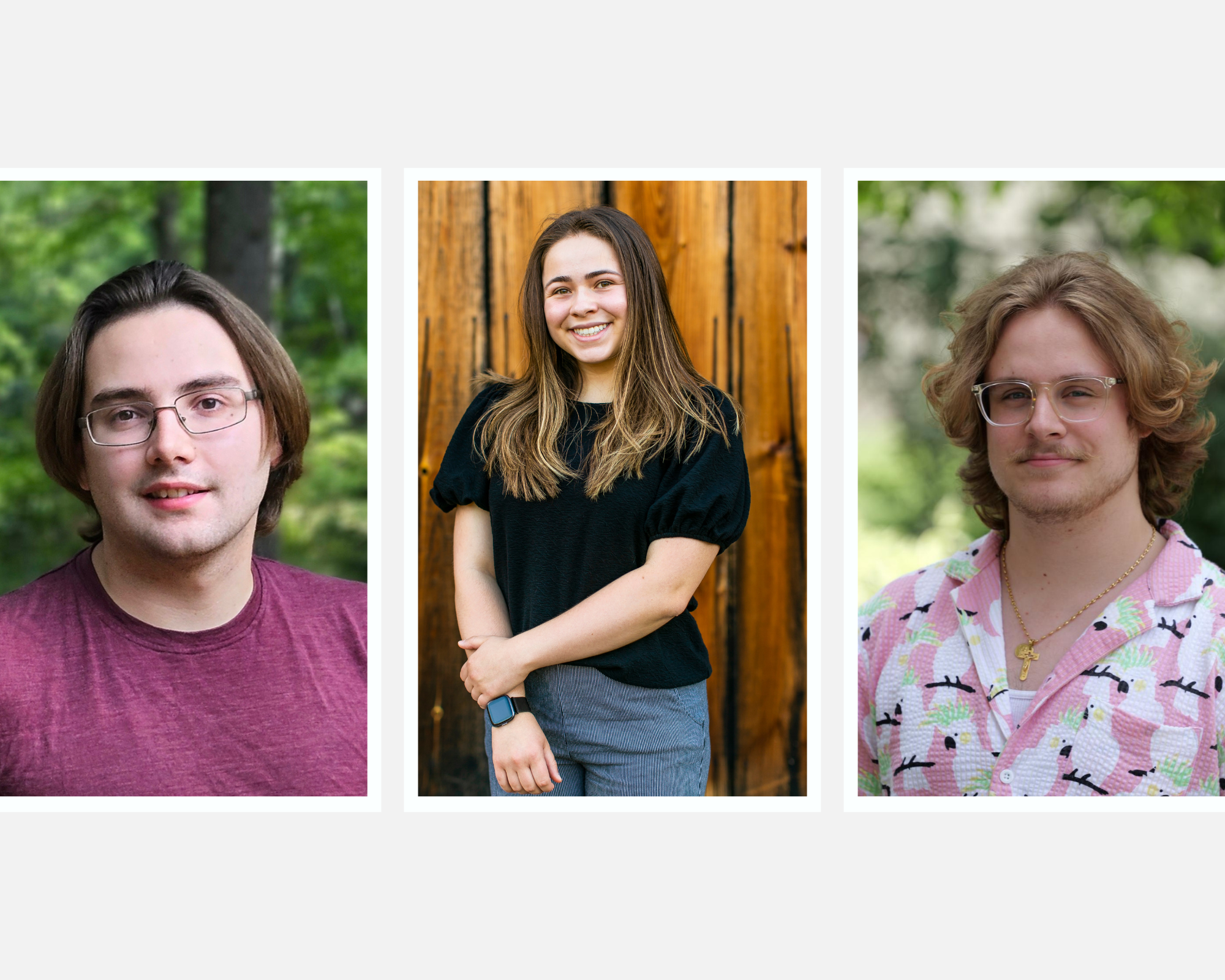 portraits of three different people