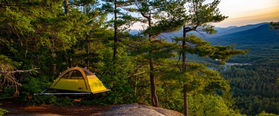 A suspension tent on top of a mountain