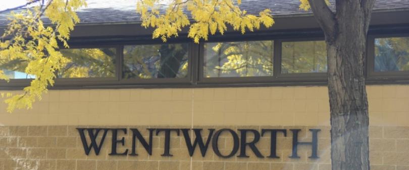 Yellow leaves in front of a Wentworth sign