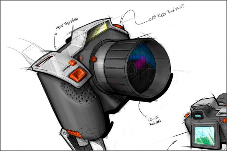 A sketch of a digital camera