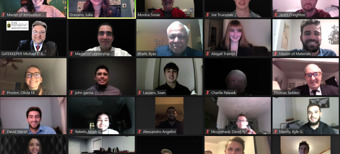 faces of people seen on a virtual conference call