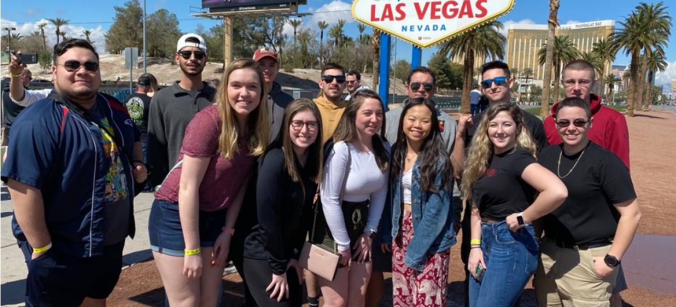 group of people standing in las vegas