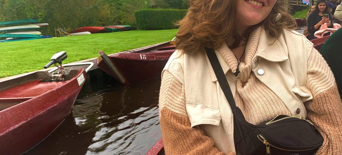 woman resting on a boat