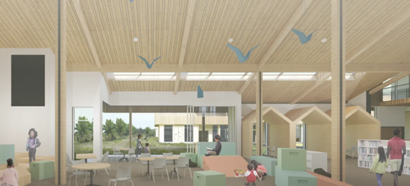 rendering of a new library interior