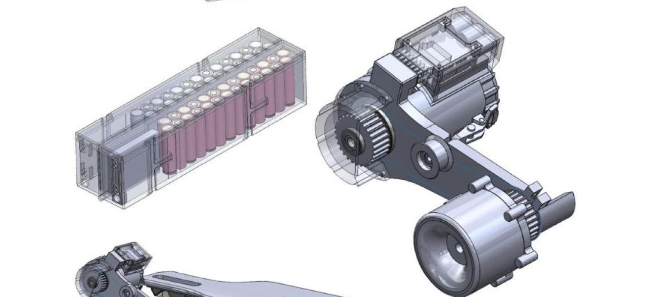 drawing of a motor and battery prototype