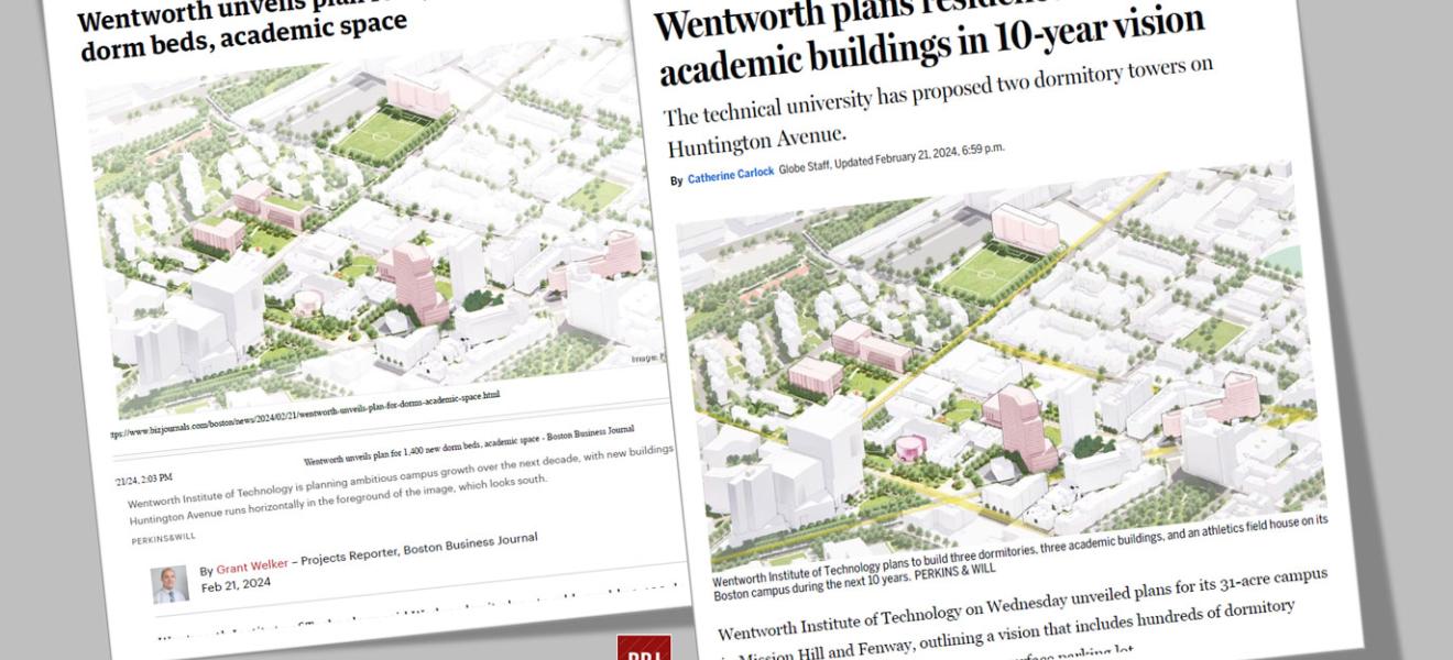 Covers of Wentworth Institutional Master Plan coverage in papers