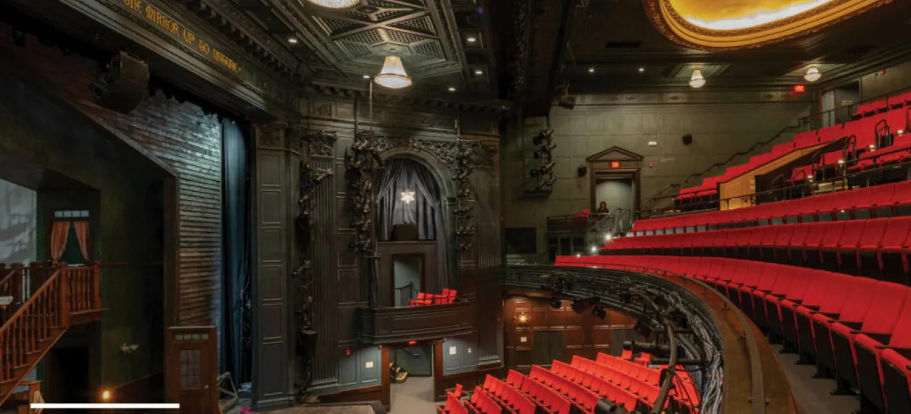 flyer showing theatre with seats and stage