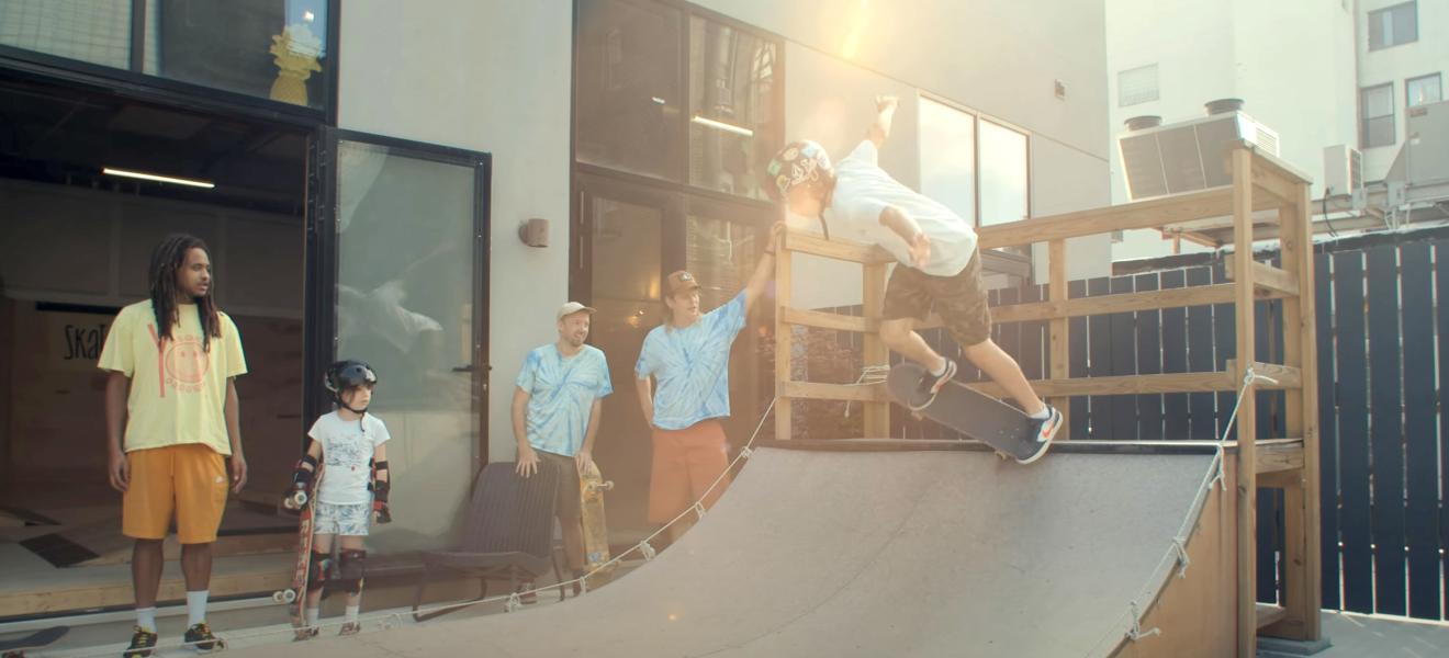 skateboarders on a ramp