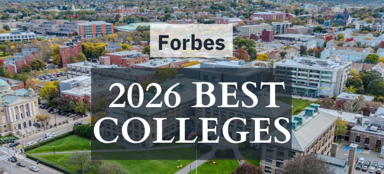 graphic with the words "top colleges" over an aerial shot of wentworth's campus
