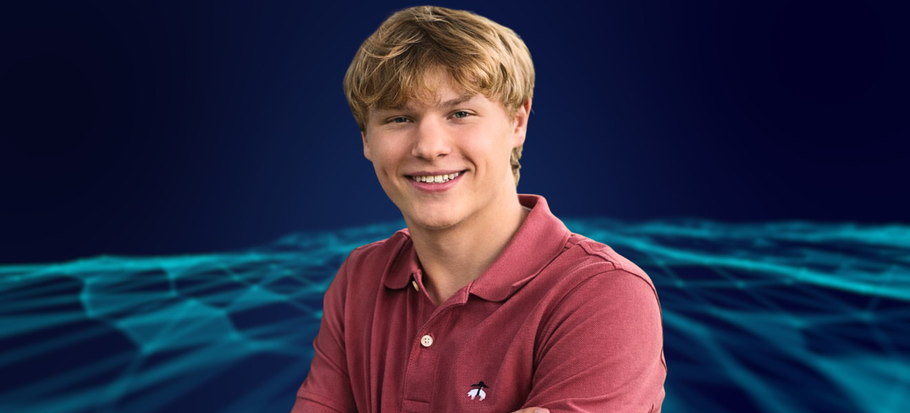 portrait of a man in front of an ai style background