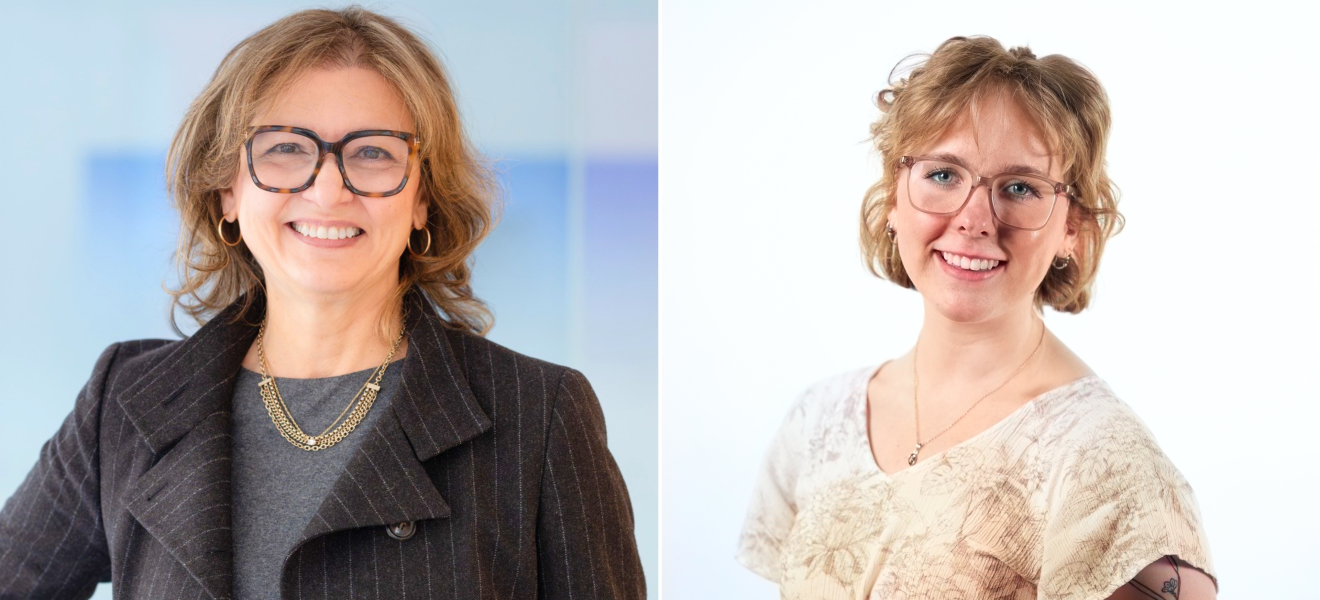 portraits of two respective women shown side by side