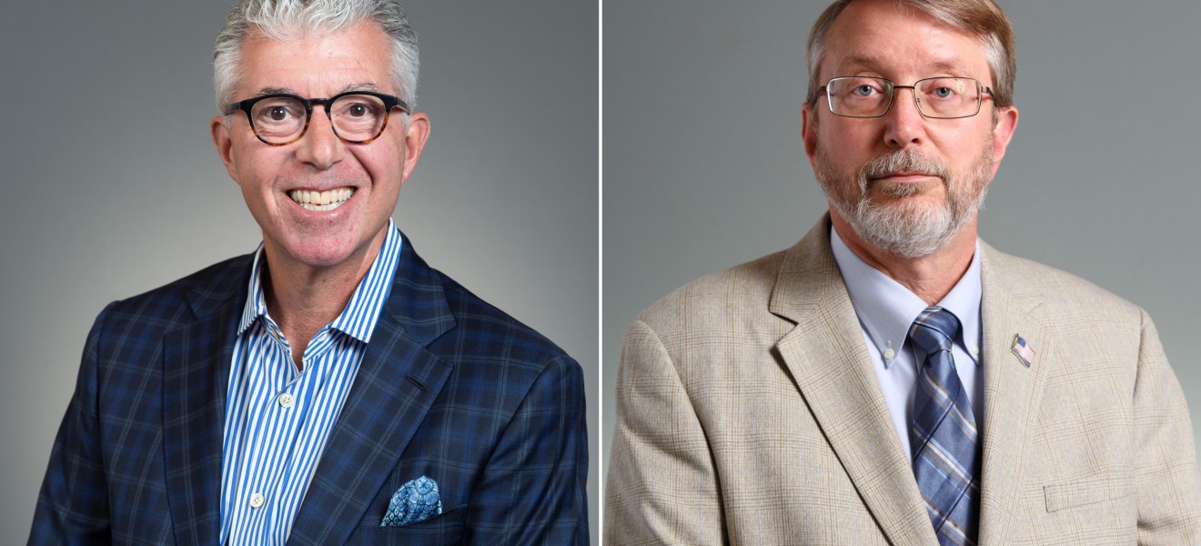 two different portraits of men shown side by side