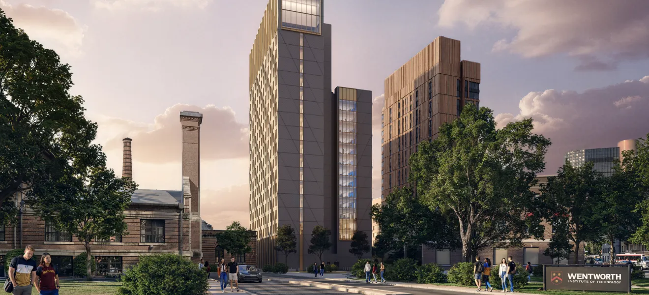 a rendering of a new residence hall