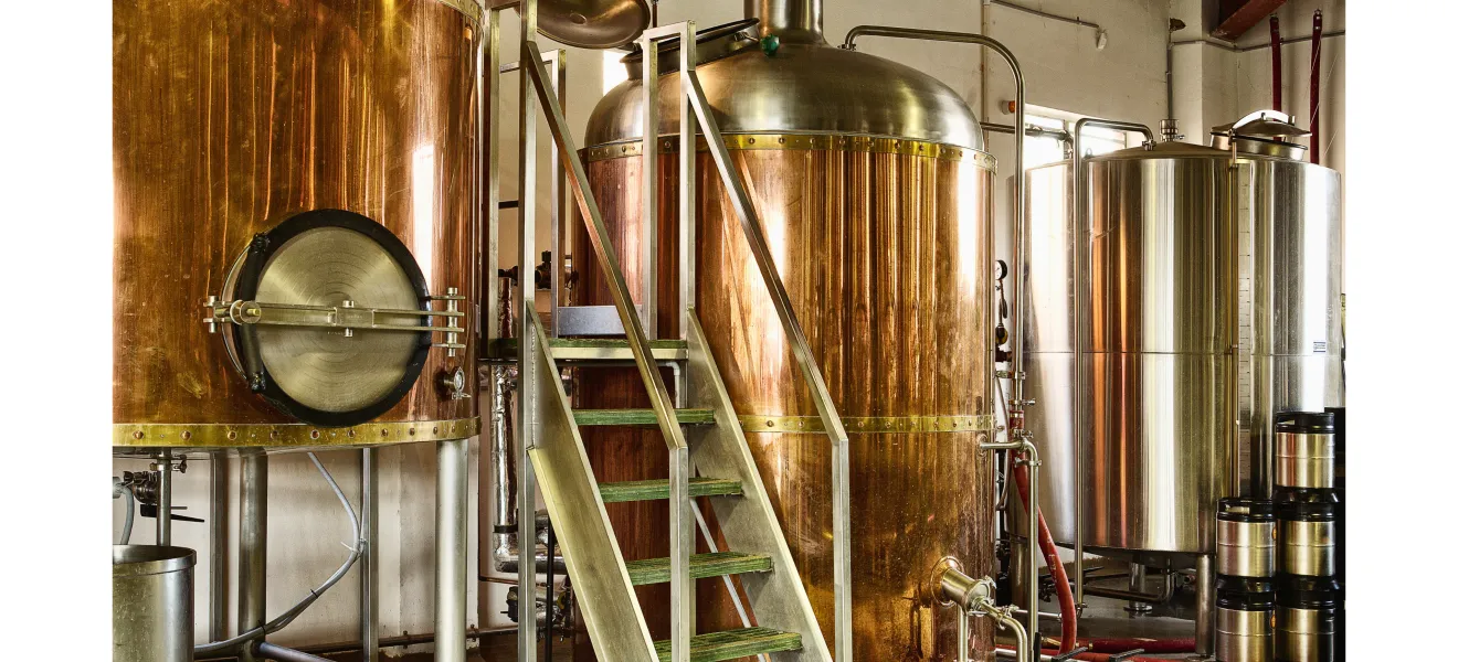 metal tanks in a brewery