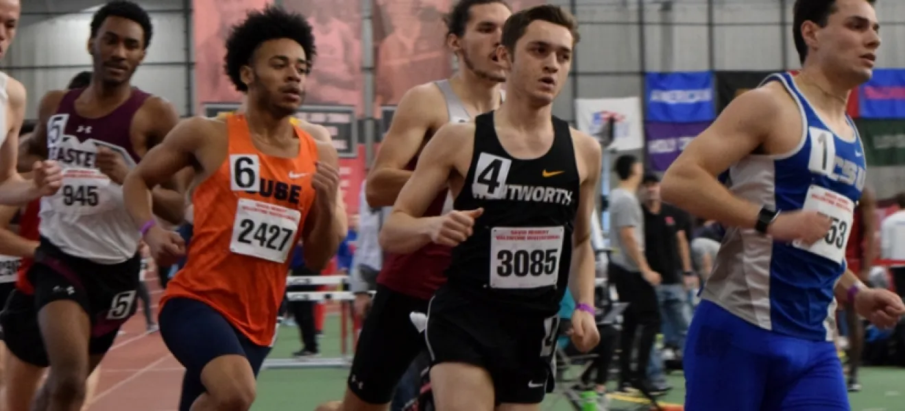 Runners on an indoor track