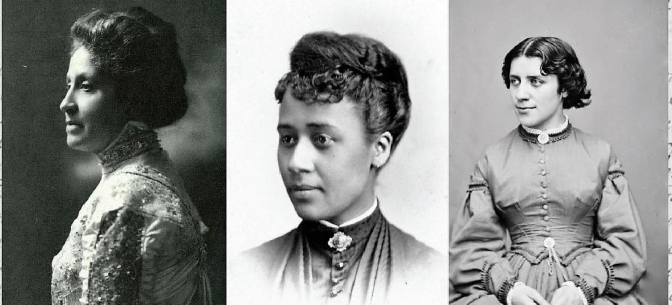 black and white portraits of suffragists