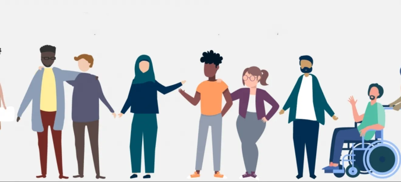 drawing of diverse group of people