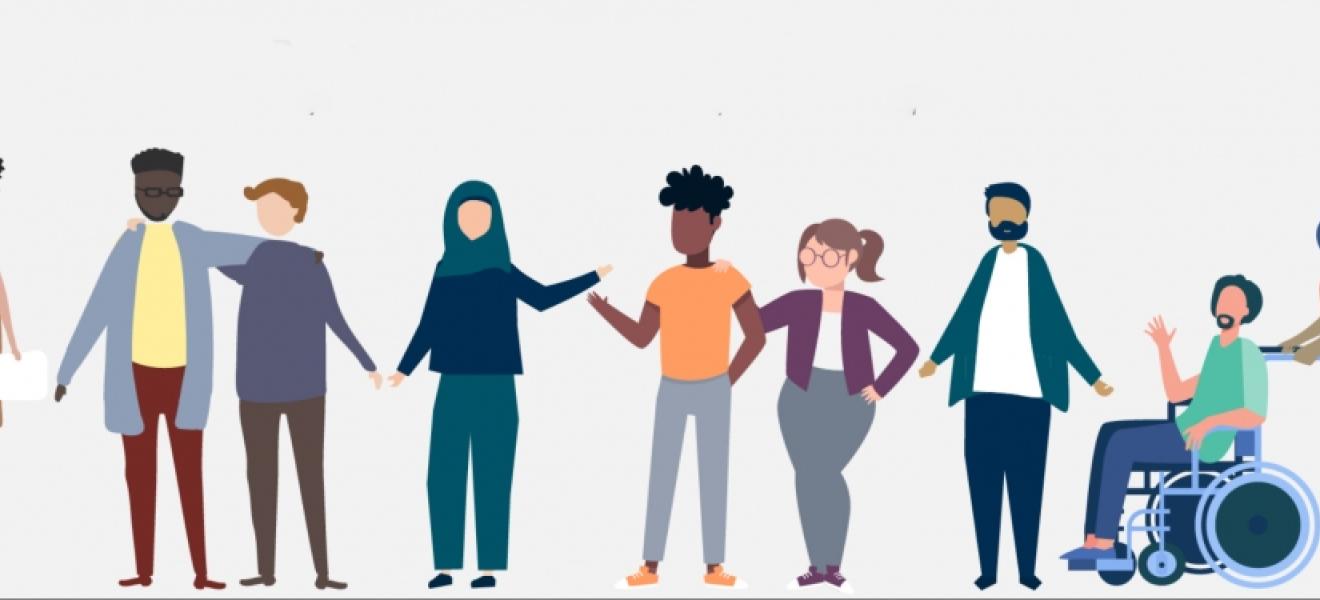 drawing of diverse group of people